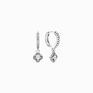 Square Sparkle Hoop Earrings